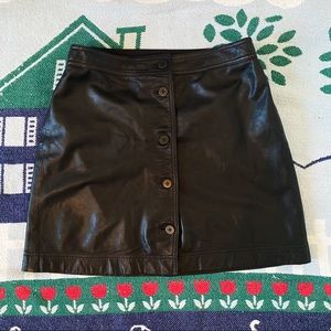 Madewell Black Leather Button Up Down Short Skirt